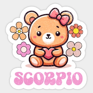 Vintage Scorpio Teddy Bear Zodiac Sign Astrology Cute Sticker